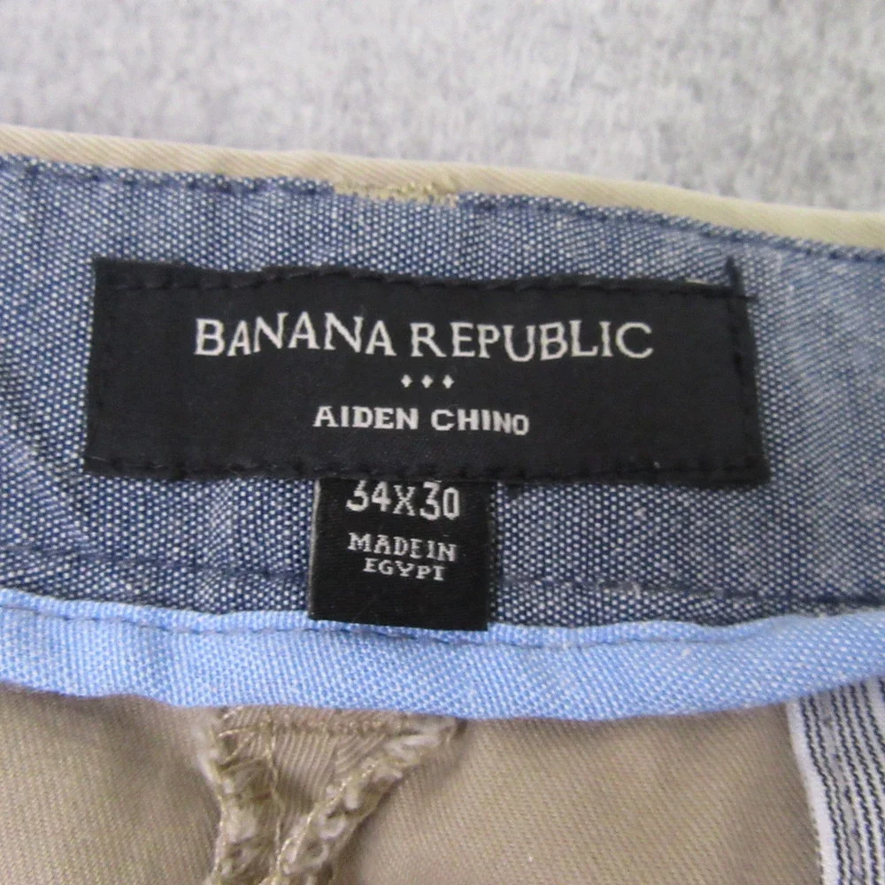 Banana Republic Mens Aiden Chino Pants 34 x 26 Beige Flat Front Pocket‎